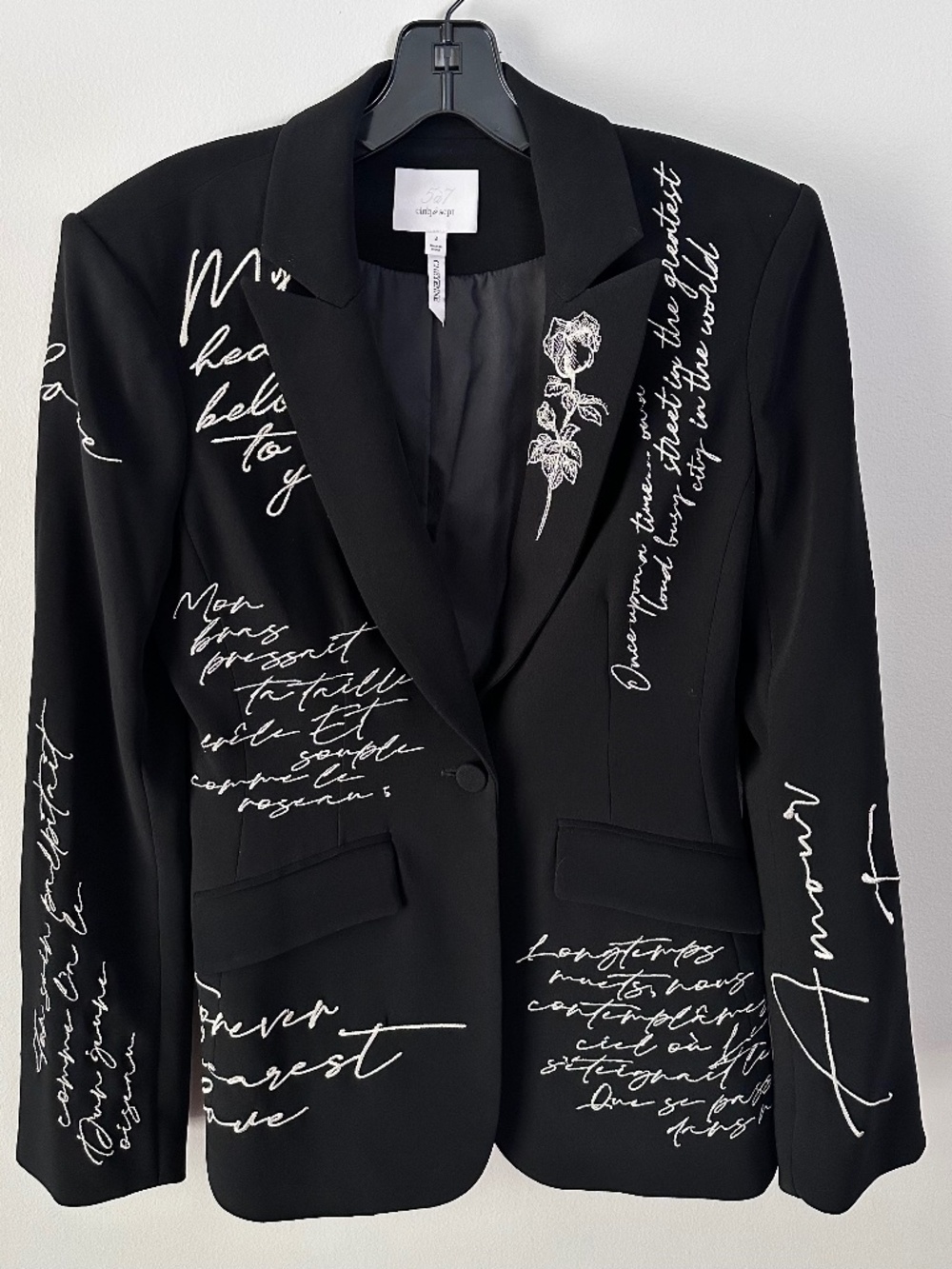 Cinq a Sept Siver Embellished Cheyenne Jacket Blazer.